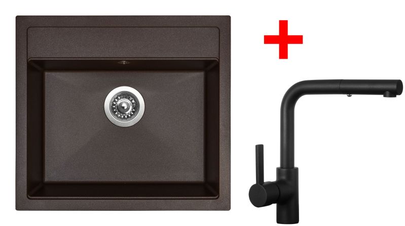 Sinks SOLO 560 Marone + ENIGMA S Černá matná