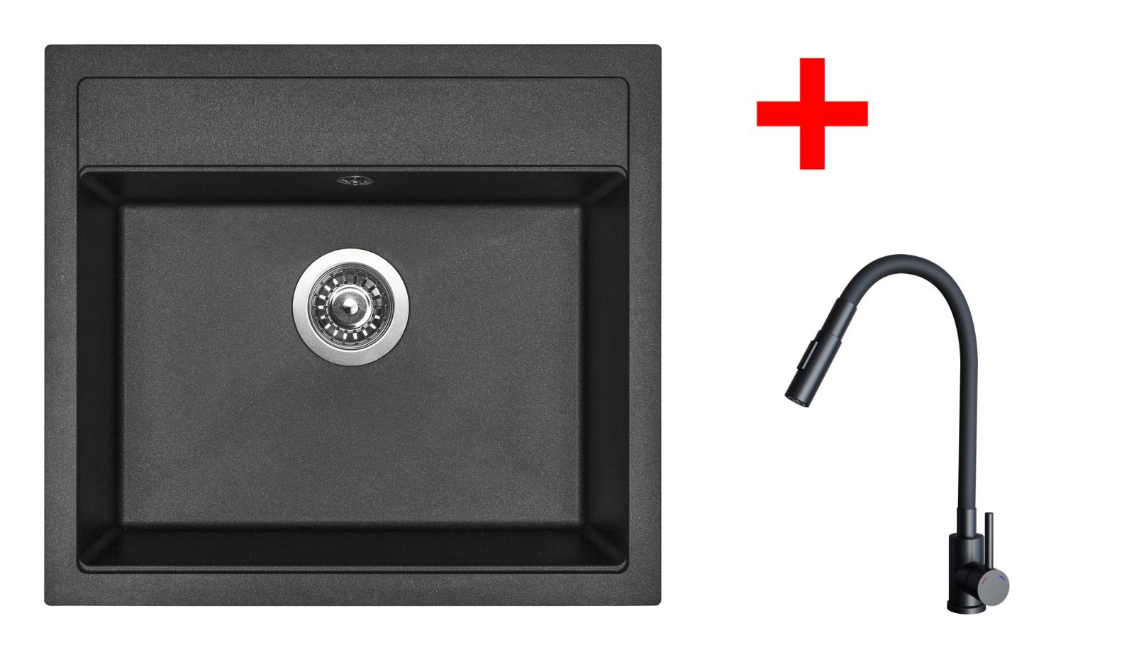 Sinks SOLO 560 Metalblack + ELASTA S černá matná