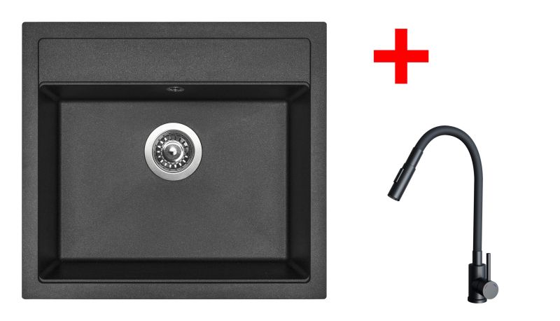 Sinks SOLO 560 Metalblack + ELASTA S černá matná