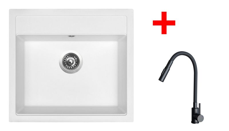 Sinks SOLO 560 Milk + ELASTA S černá matná
