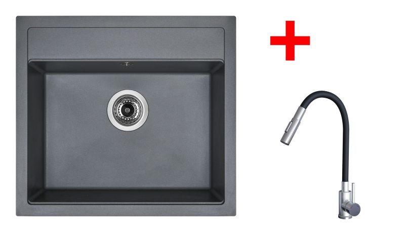 Sinks SOLO 560 Titanium + ELASTA S nerez/černá