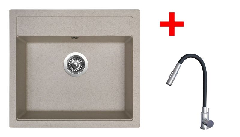 Sinks SOLO 560 Avena + ELASTA S nerez/černá