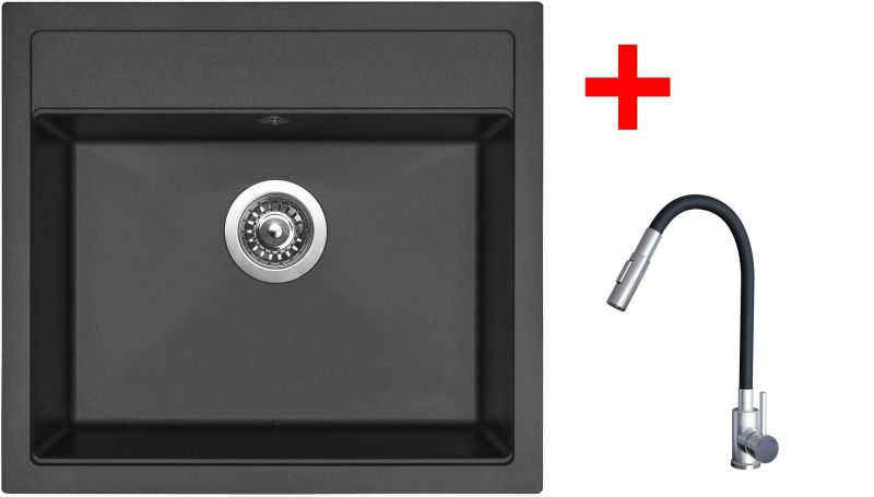 Sinks SOLO 560 Pureblack + ELASTA S nerez/černá