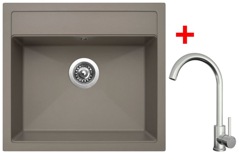 Sinks SOLO 560 Truffle + ARCO celonerezová