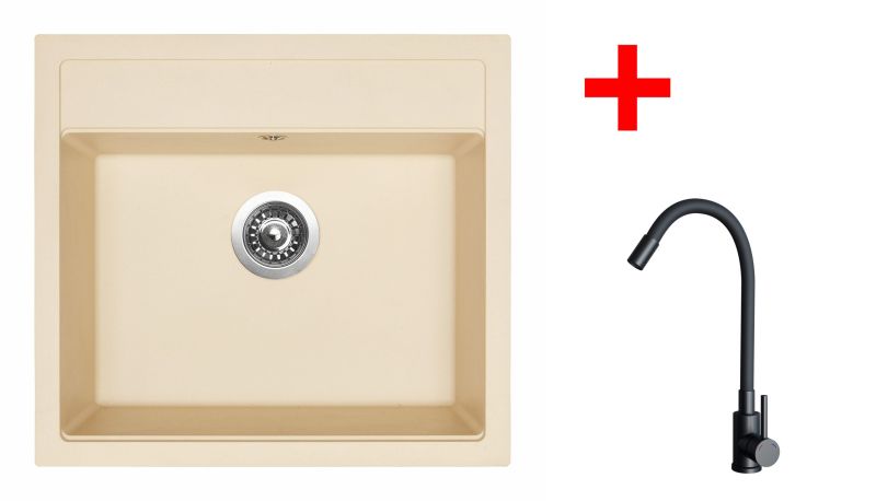 Sinks SOLO 560 Sahara + ELASTA černá matná