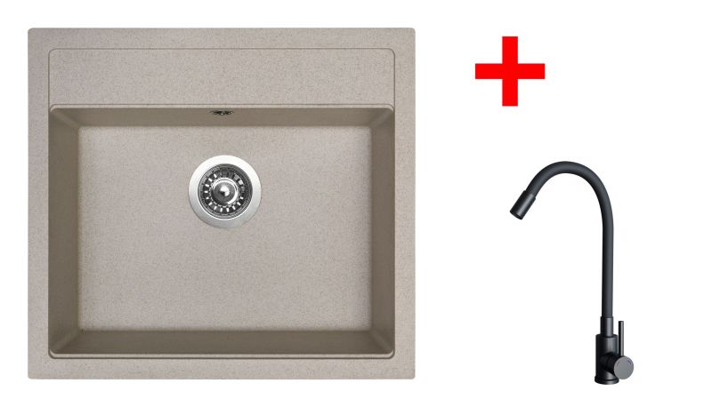 Sinks SOLO 560 Avena + ELASTA černá matná