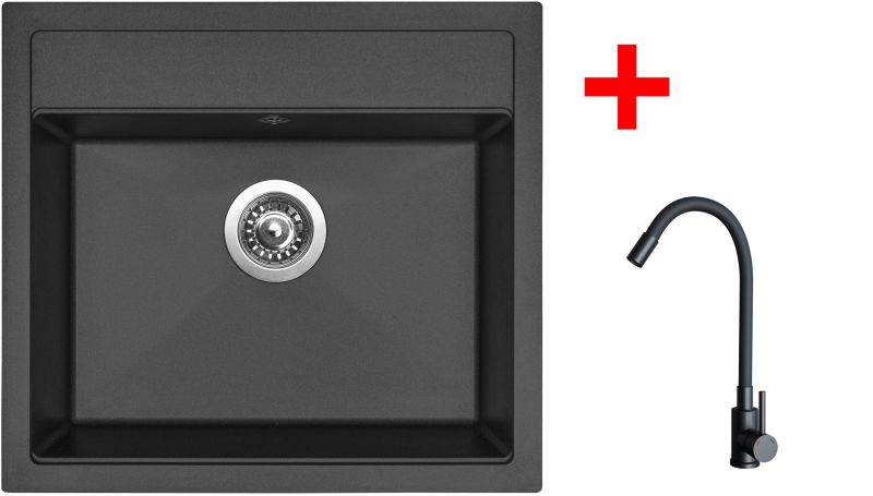 Sinks SOLO 560 Pureblack + ELASTA černá matná