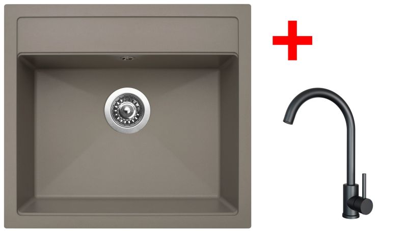 Sinks SOLO 560 Truffle + ARCO černá matná