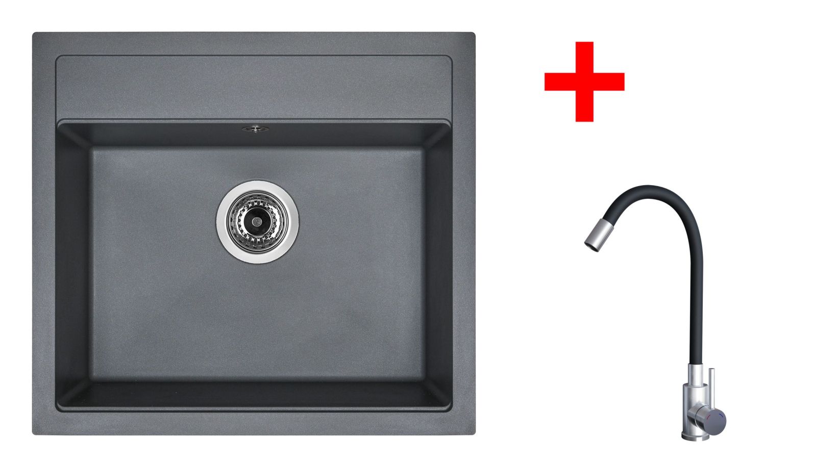 Sinks SOLO 560 Titanium + Elasta nerez/černá