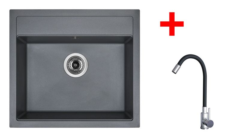 Sinks SOLO 560 Titanium + Elasta nerez/černá