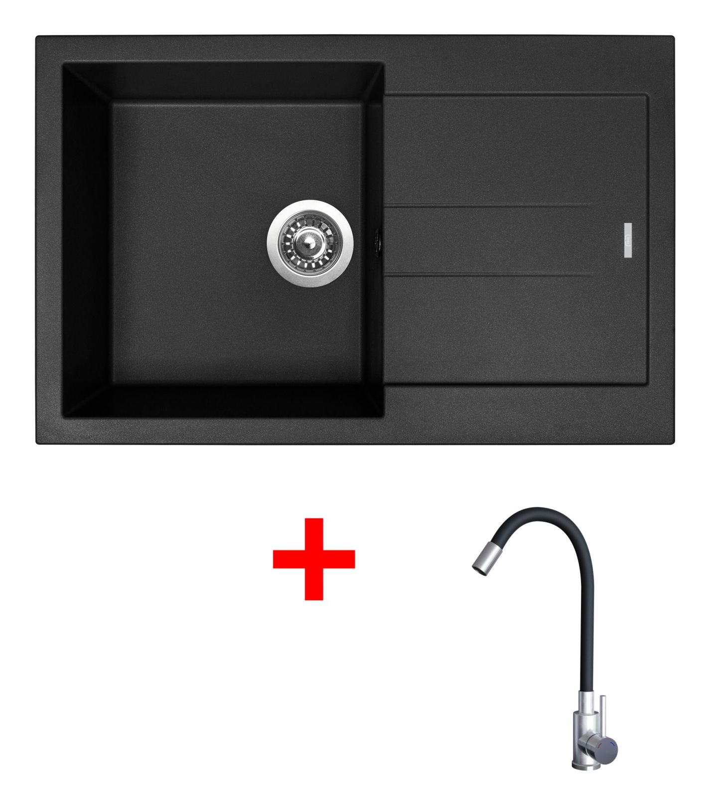 Sinks AMANDA 780 Pureblack + Elasta nerez/černá