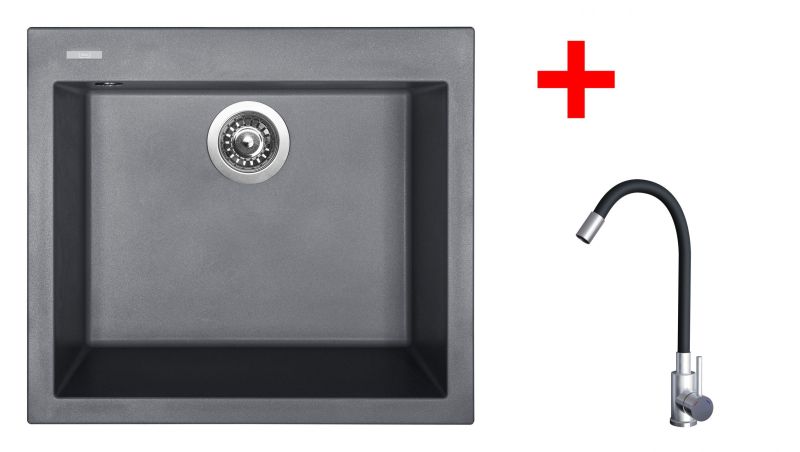Sinks CUBE 560 Titanium + Elasta nerez/černá