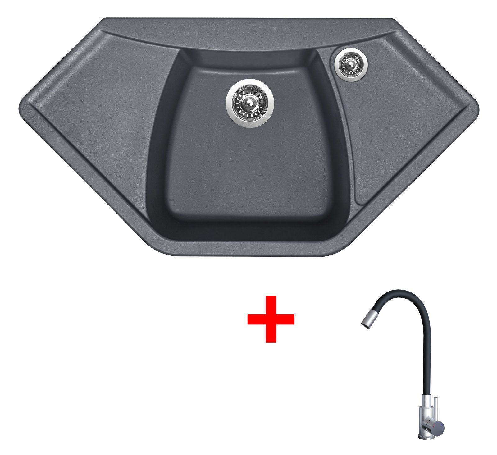 Sinks NAIKY 980 Titanium + Elasta nerez/černá