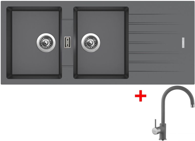 Sinks PERFECTO 1160 DUO Titanium + Vitalia GR
