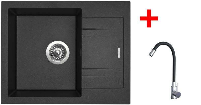 Sinks LINEA 600 Metalblack + Elasta nerez/černá