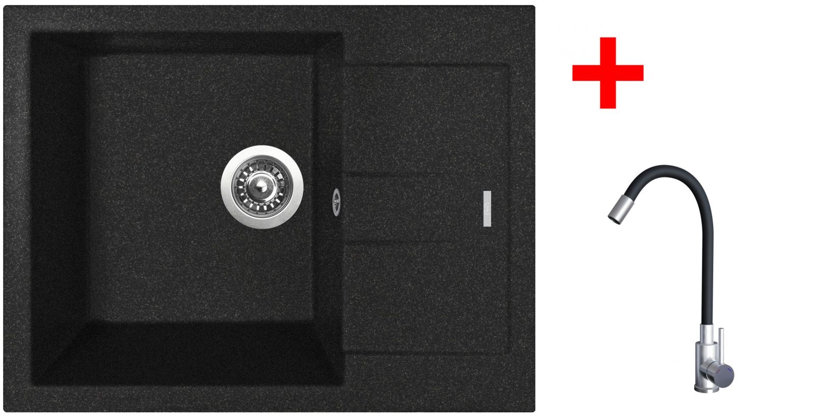 Sinks AMANDA 650 Granblack + Elasta nerez/černá