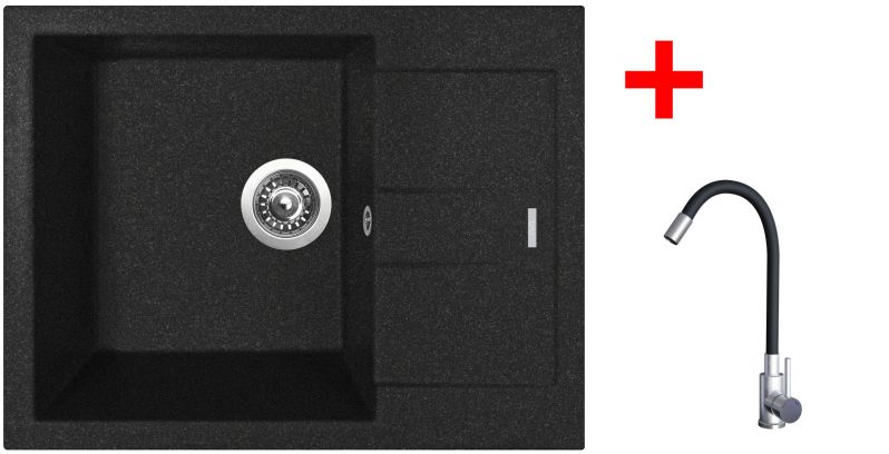 Sinks AMANDA 650 Granblack + Elasta nerez/černá
