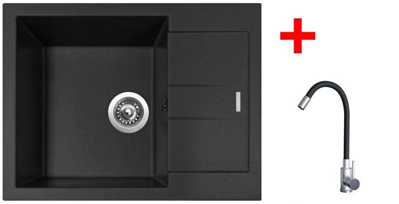 Sinks AMANDA 650 Pureblack + Elasta nerez/černá