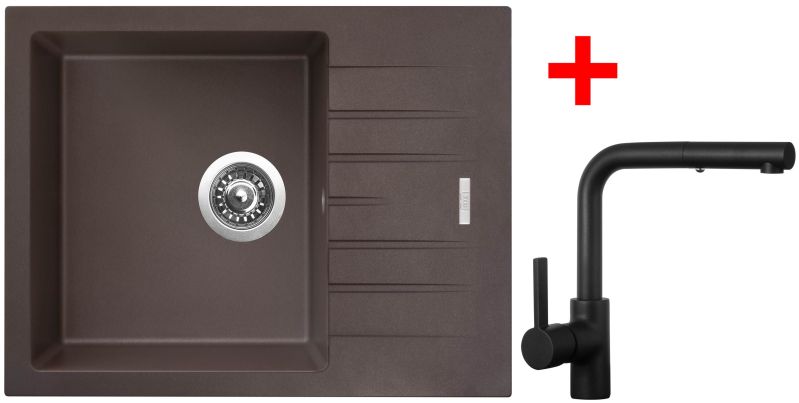 Sinks PERFECTO 650 Marone + ENIGMA S Černá matná