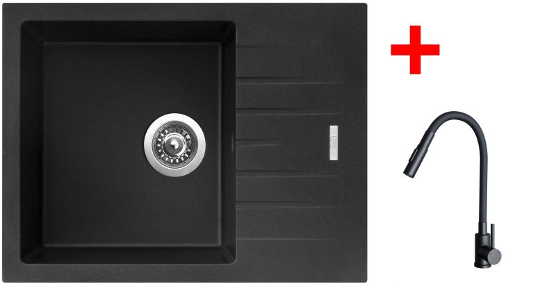 Sinks PERFECTO 650 Metalblack + ELASTA S černá matná