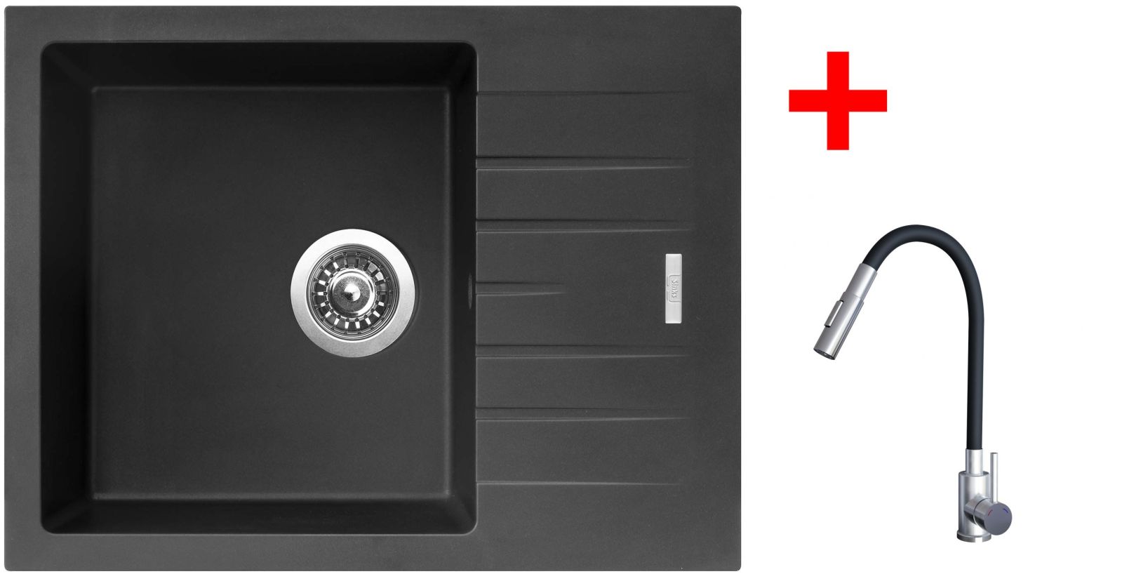 Sinks PERFECTO 650 Pureblack + ELASTA S nerez/černá