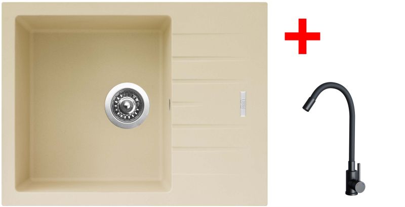 Sinks PERFECTO 650 Sahara + ELASTA černá matná