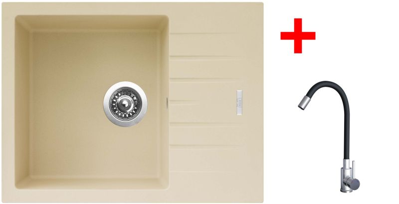 Sinks PERFECTO 650 Sahara + Elasta nerez/černá