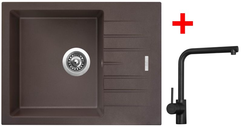 Sinks PERFECTO 650 Marone + ELKA Černá matná