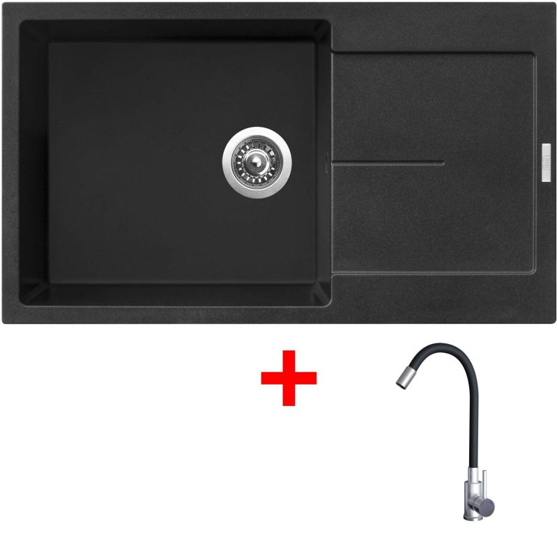 Sinks ULTIMA 860 XXL Metalblack + Elasta nerez/černá