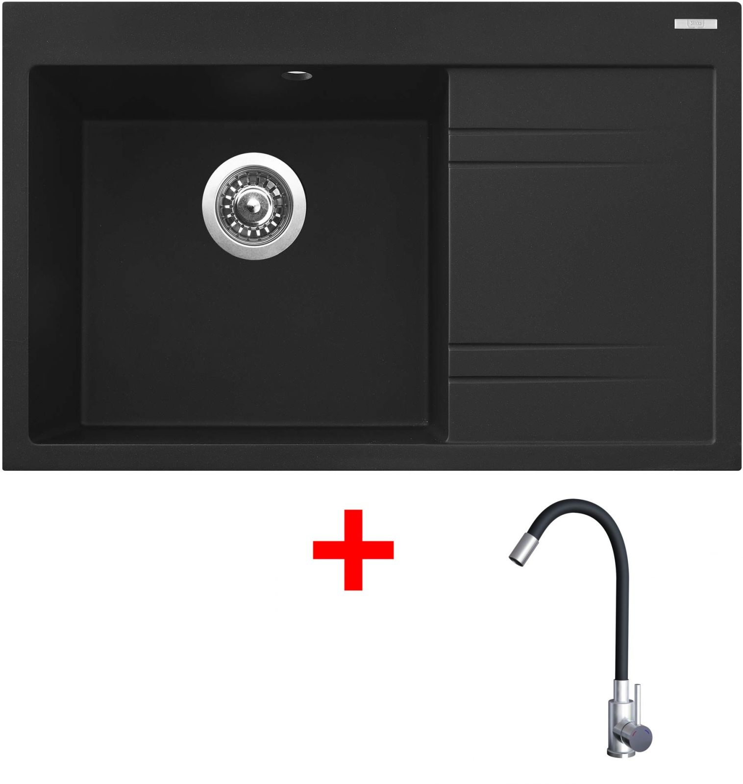 Sinks RIM 780 L Metalblack + Elasta nerez/černá