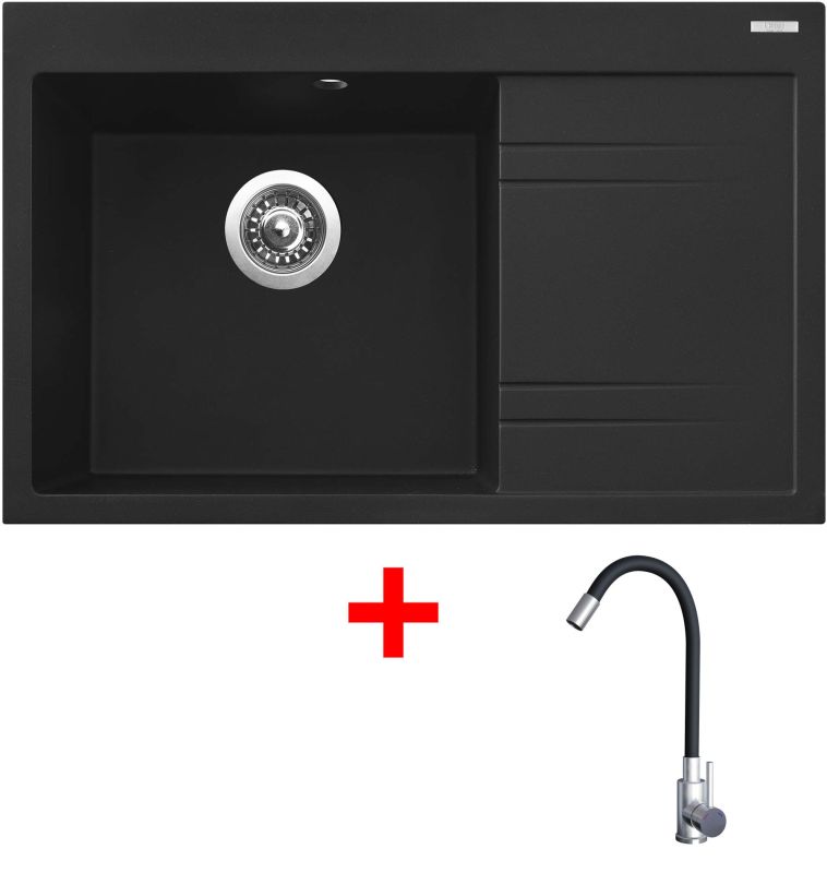 Sinks RIM 780 L Metalblack + Elasta nerez/černá