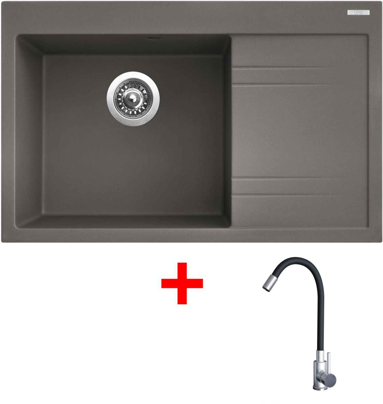 Sinks RIM 780 L Truffle + Elasta nerez/černá