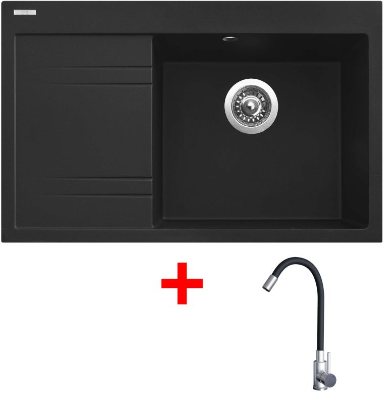 Sinks RIM 780 P Metalblack + Elasta nerez/černá