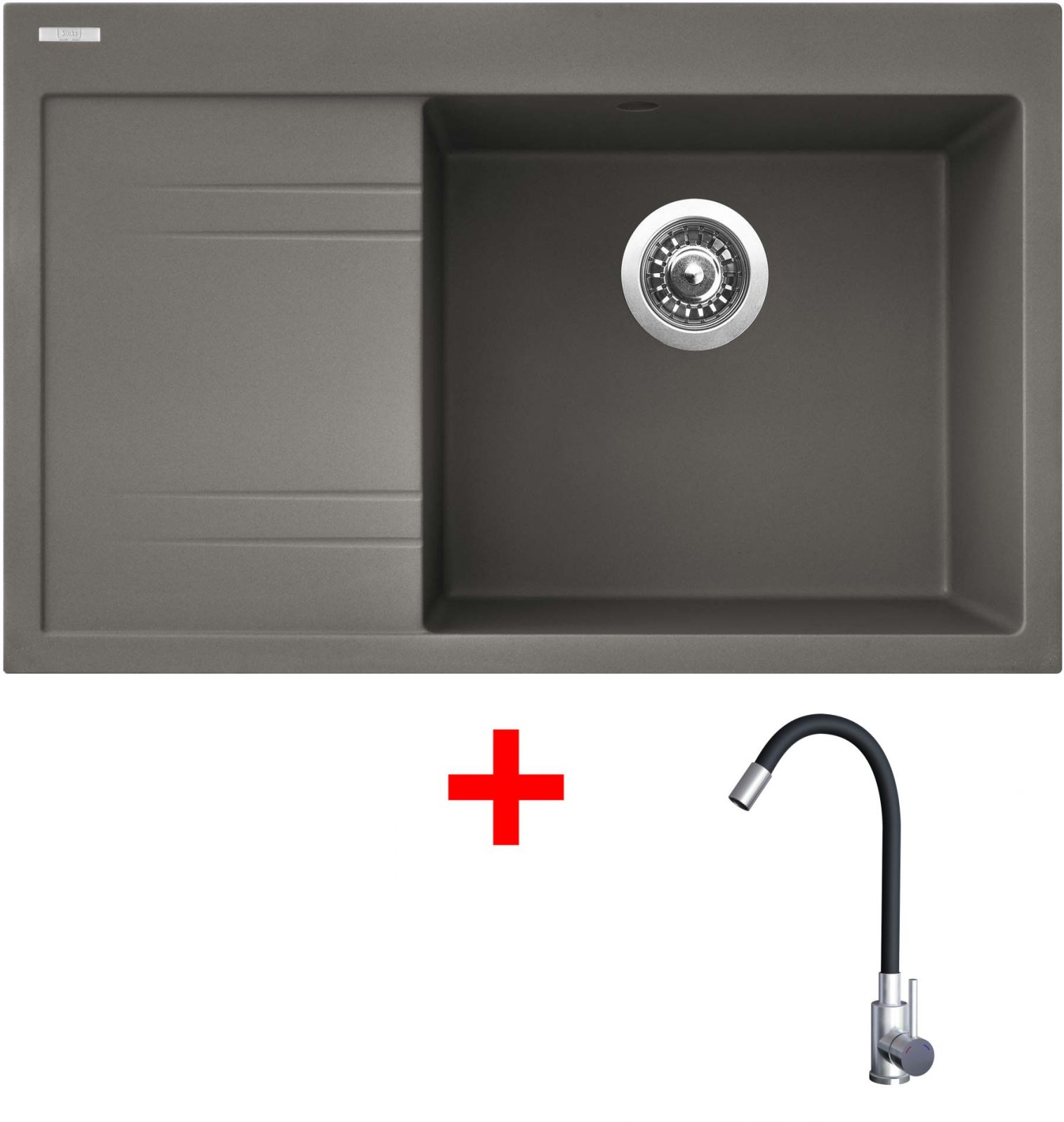 Sinks RIM 780 P Truffle + Elasta nerez/černá