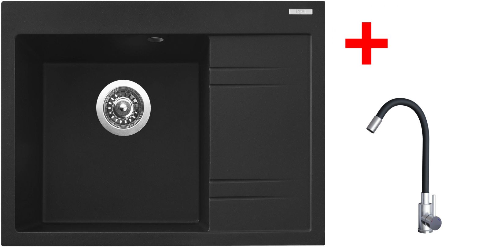 Sinks RIM 650 L Metalblack + Elasta nerez/černá