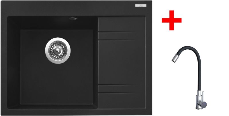 Sinks RIM 650 L Metalblack + Elasta nerez/černá