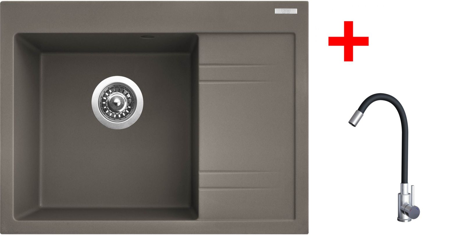 Sinks RIM 650 L Truffle + Elasta nerez/černá