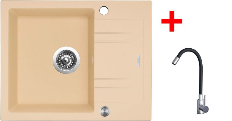 Sinks LINEA 600 XC Sahara + Elasta nerez/černá