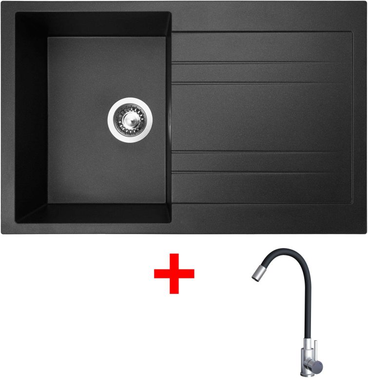 Sinks GRANDE 800 Metalblack + Elasta nerez/černá