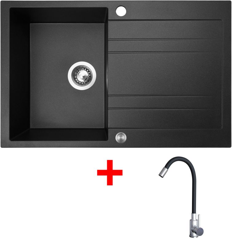 Sinks GRANDE 800 XC Metalblack + Elasta nerez/černá