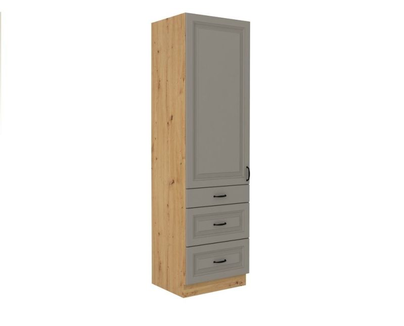 Vysoká skříň se zásuvkami STILLO SVĚTLE ŠEDÁ / ARTISAN 60 DKS-210 3S 1F
