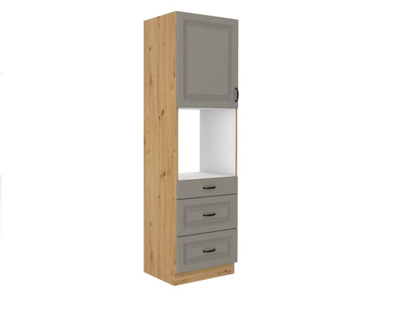 Vysoká skříň na vestavnou troubu STILLO SVĚTLE ŠEDÁ / ARTISAN 60 DPS-210 3S 1F