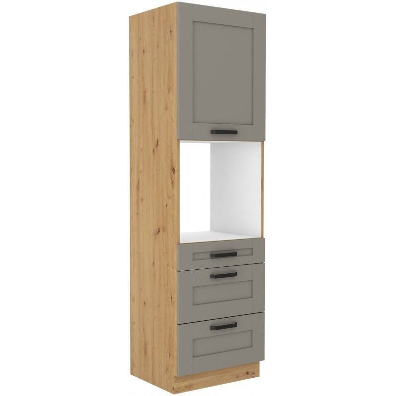 Vysoká skříň na vestavnou troubu LUNNA SVĚTLE ŠEDÁ / ARTISAN 60 DPS-210 3S 1F