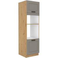 Vysoká skříň na vestavnou troubu a mikrovlnku LUNNA SVĚTLE ŠEDÁ / ARTISAN 60 DPM-210 2F