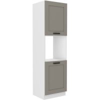Vysoká skříň na vestavnou troubu LUNNA SVĚTLE ŠEDÁ / BÍLÁ  60 DP-210 2F
