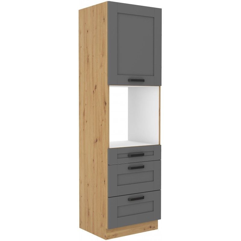 Vysoká skříň na vestavnou troubu LUNNA TMAVĚ ŠEDÁ / ARTISAN 60 DPS-210 3S 1F