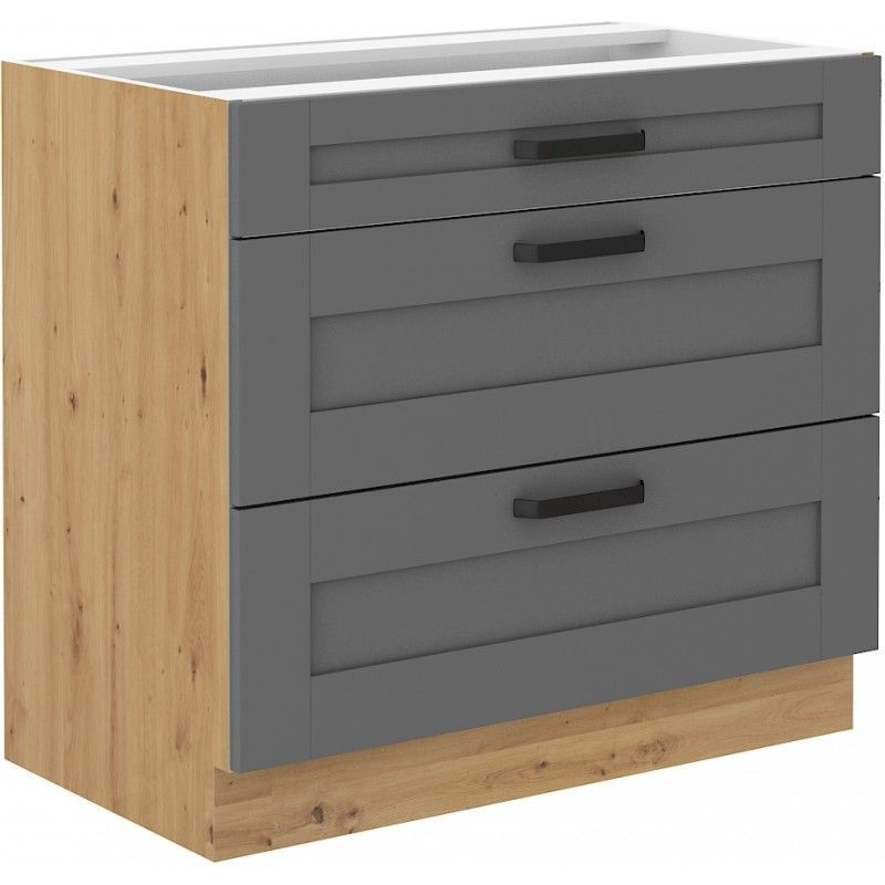 Spodní zásuvková skříňka LUNNA TMAVĚ ŠEDÁ / ARTISAN 80 D 3S BB
