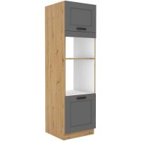 Vysoká skříň na vestavnou troubu a mikrovlnku LUNNA TMAVĚ ŠEDÁ / ARTISAN 60 DPM-210 2F