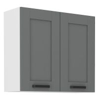Horní skříňka LUNNA TMAVĚ ŠEDÁ / BÍLÁ  80 G-72 2F
