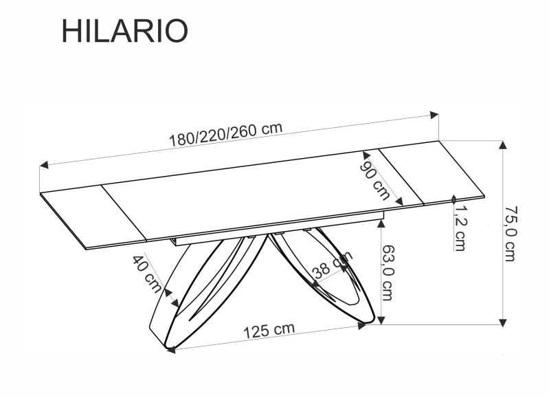 Jídelní stůl HILARIO béžový mramor/černá